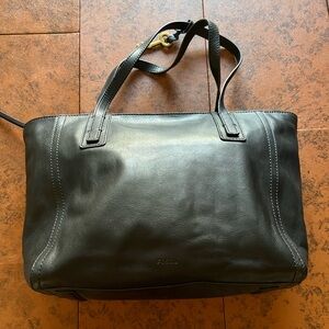 Fossil Black Leather Tote